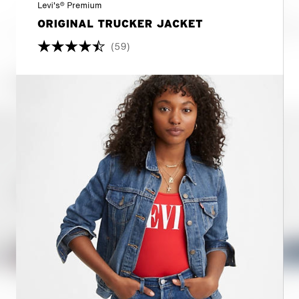 Levi's premium original trucker jean jacket, color medium wash, size medium